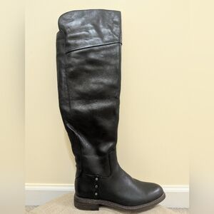 NWOB Franco Sarto Black Over The Knee Leather Boots -Size 7.5